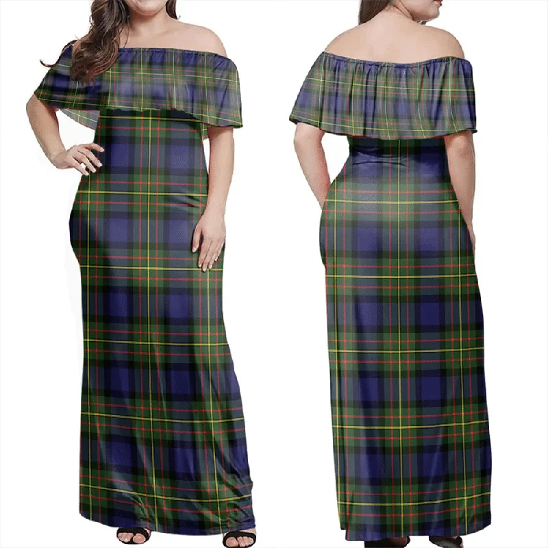 MacLaren Modern Tartan Off Shoulder Long Dress Tunics Versatile stylish
