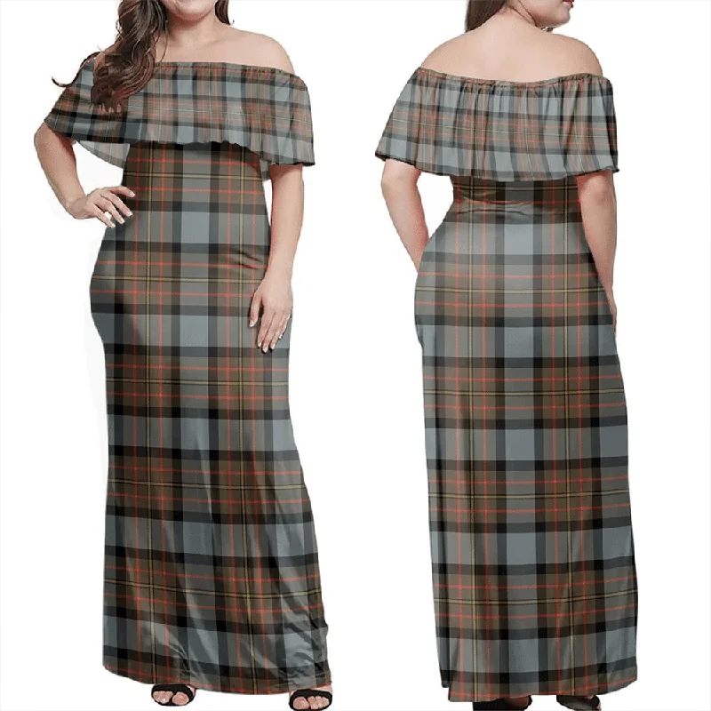 MacLaren Weathered Tartan Off Shoulder Long Dress Tunics Timeless classic