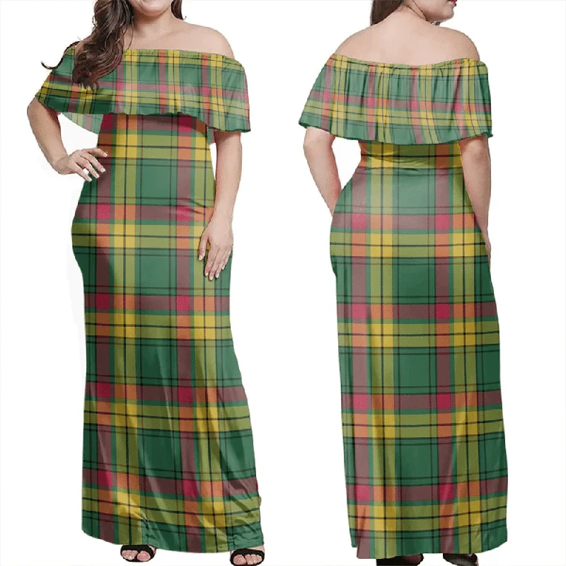 MacMillan Old Ancient Tartan Off Shoulder Long Dress Pencil Office Professional