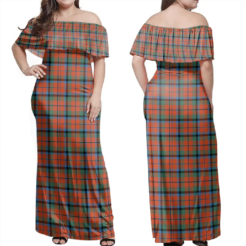 MacNaughton Ancient Tartan Off Shoulder Long Dress Turtleneck Warm Winter
