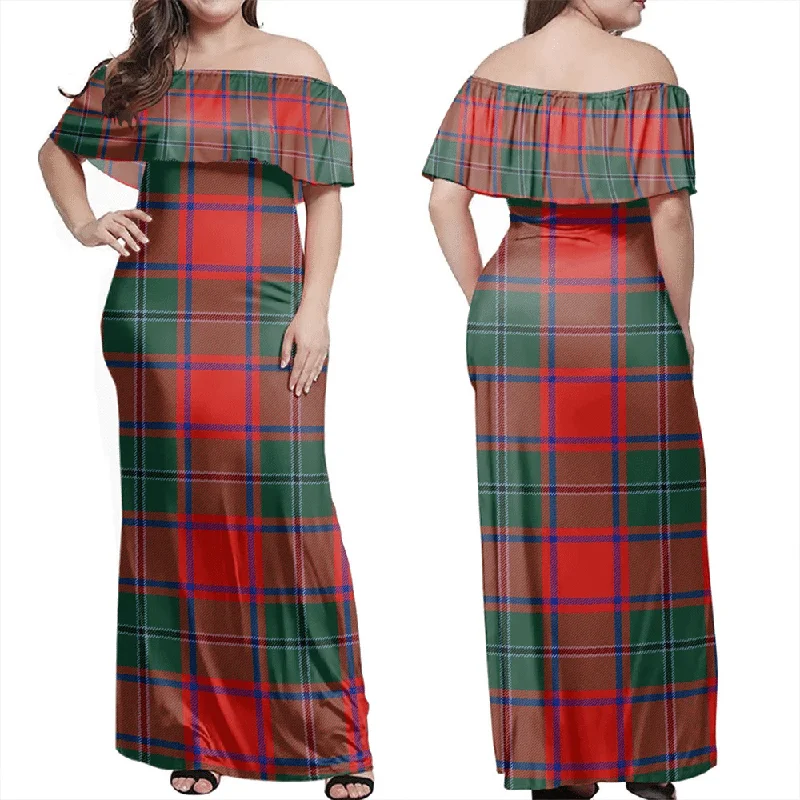 MacPhail Tartan Off Shoulder Long Dress Tunics Corduroy durable
