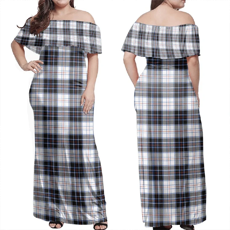 MacRae Dress Modern Tartan Off Shoulder Long Dress Tunics Occasion special
