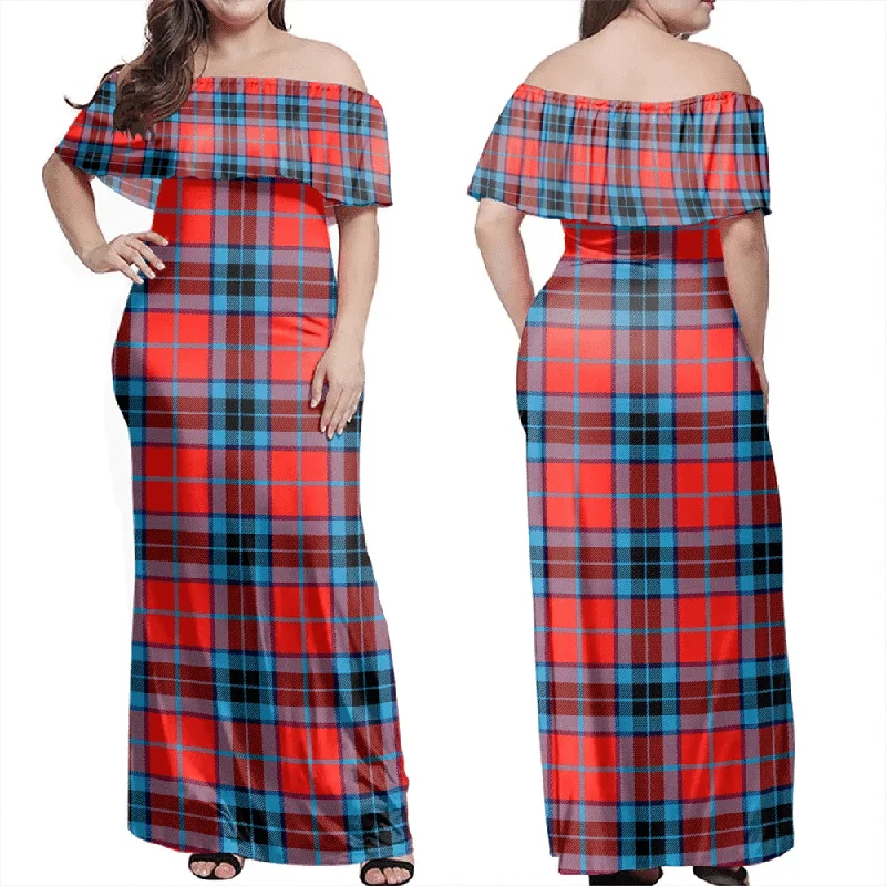 MacTavish Modern Tartan Off Shoulder Long Dress Tunics New arrival