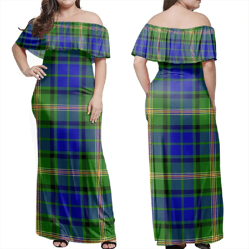 Maitland Tartan Off Shoulder Long Dress Tunics Favorite customer