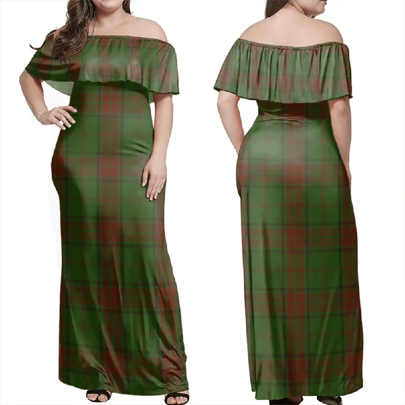 Maxwell Hunting Tartan Off Shoulder Long Dress Tunics Versatile functional