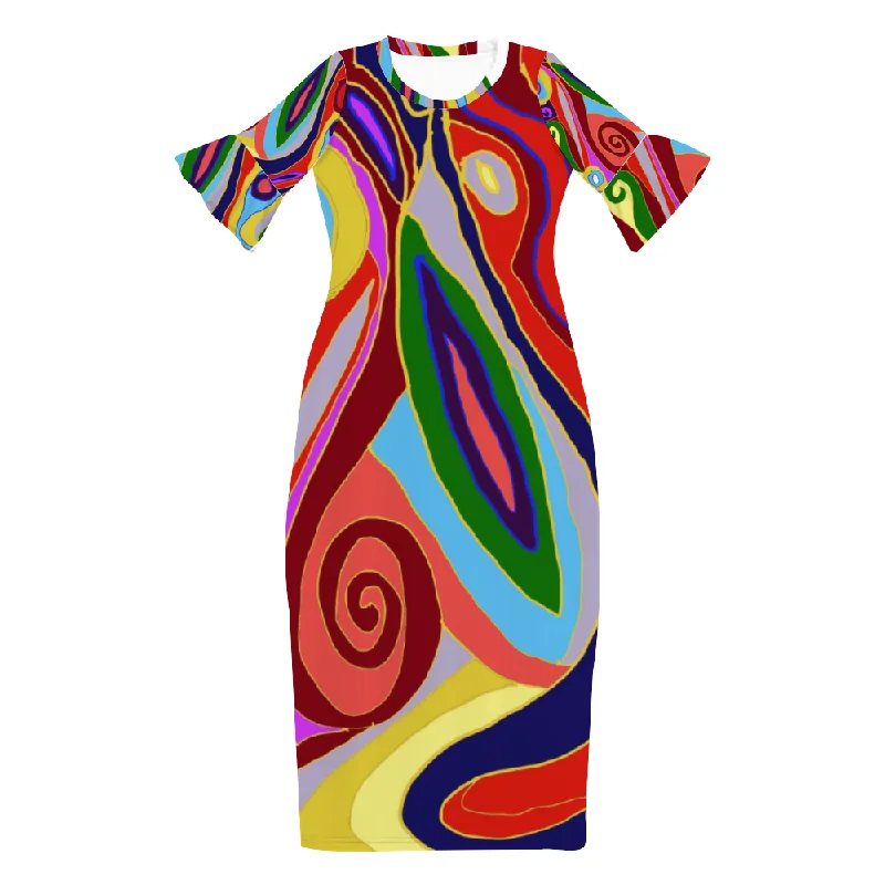 May Afternoon Custom Lotus Leaf Short Sleeve Long Dress Women's Summer Fashion Dress Tunics Bestseller popular May Afternoon Custom Lotus Leaf Short Sleeve Long Dress Women's Summer Fashion Dress Tunics Bestseller popular