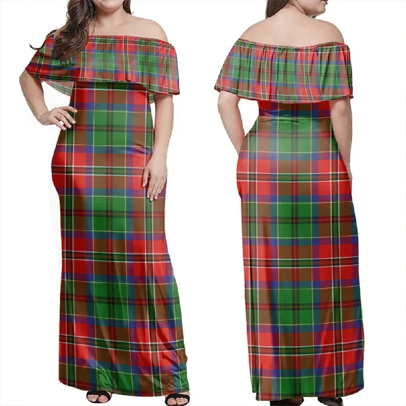 McCulloch Tartan Off Shoulder Long Dress Tunics Practical easy-care