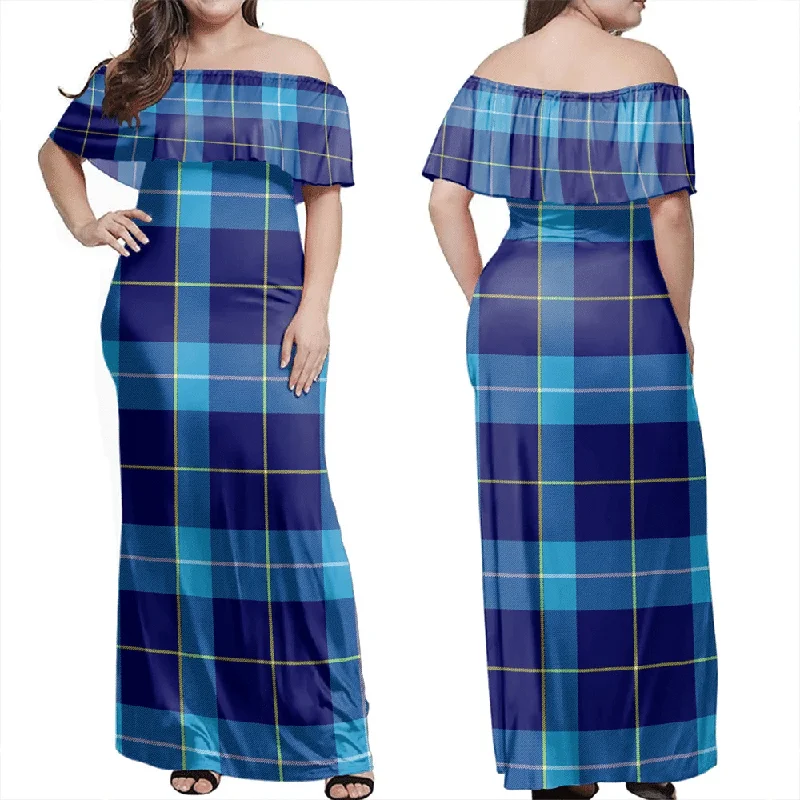 Mckerrell Tartan Off Shoulder Long Dress Tunics Stylish elegant