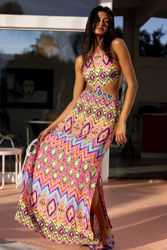 MIAMI SORBET - Cut Out Long Dress • Multicolor Tunics Distressed trendy