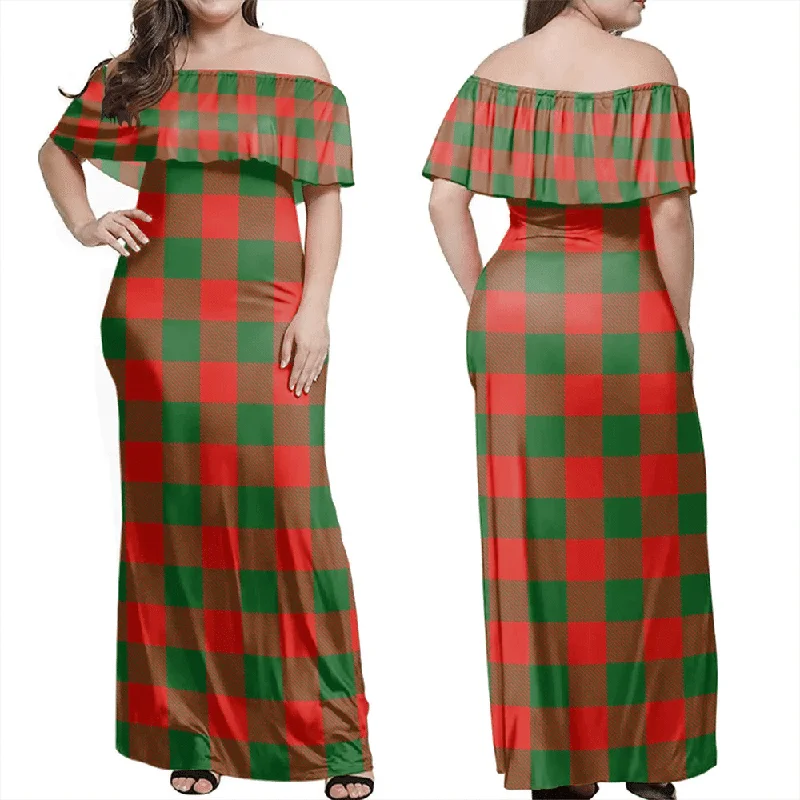 Moncrieffe Tartan Off Shoulder Long Dress Off-the-shoulder Chic Trendy