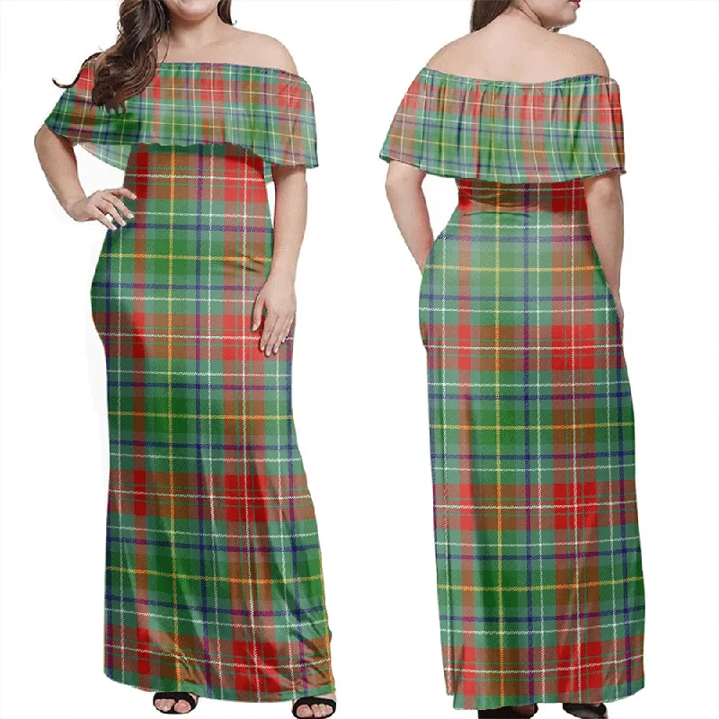 Muirhead Tartan Off Shoulder Long Dress Tunics Floral girly