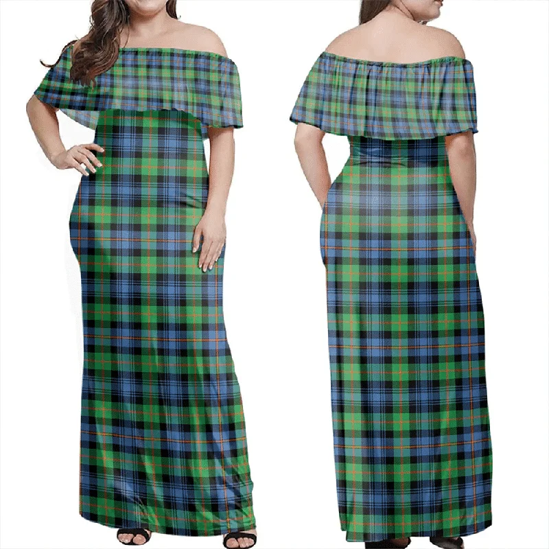Murray Of Atholl Ancient Tartan Off Shoulder Long Dress Tunics Lace romantic