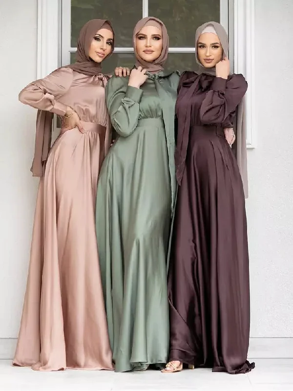 Muslim Women Dress Kaftan Solid Long Dresses Tunics Fall fleece