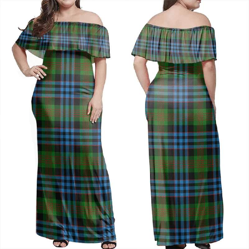 Newlands Of Lauriston Tartan Off Shoulder Long Dress Tunics Running lightweight