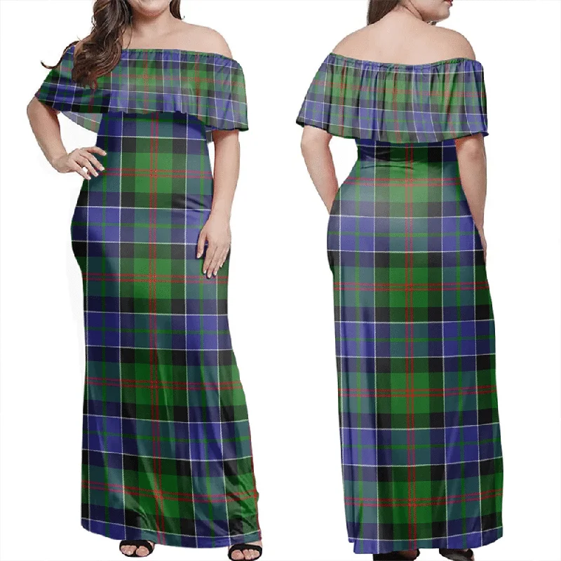 Paterson Tartan Off Shoulder Long Dress Tunics Top rated