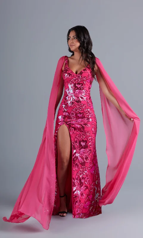 Long Sequin Formal Dress with Shoulder Capes Tunics Lace romantic
