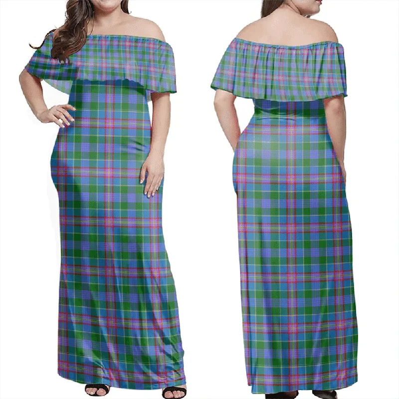Pitcairn Hunting Tartan Off Shoulder Long Dress Tunics Essential wardrobe