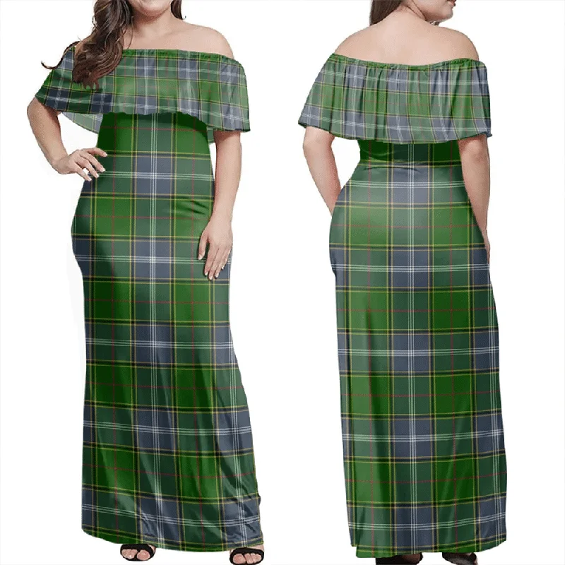Pringle Tartan Off Shoulder Long Dress Tunics Luxurious high-end