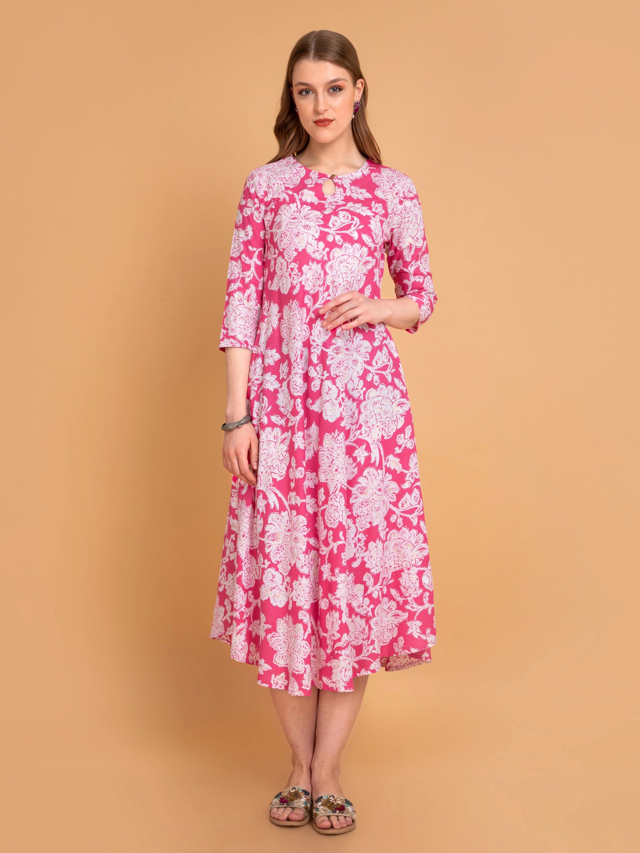 Floral Print Bias-Cut Long Dress Tunics Essential wardrobe